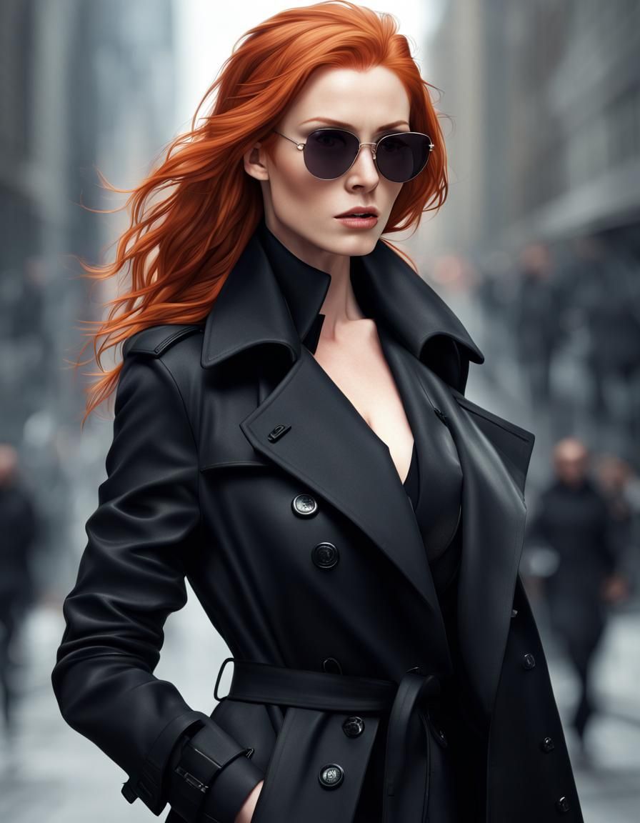 Red-Haired Spy in Black Trench Coat