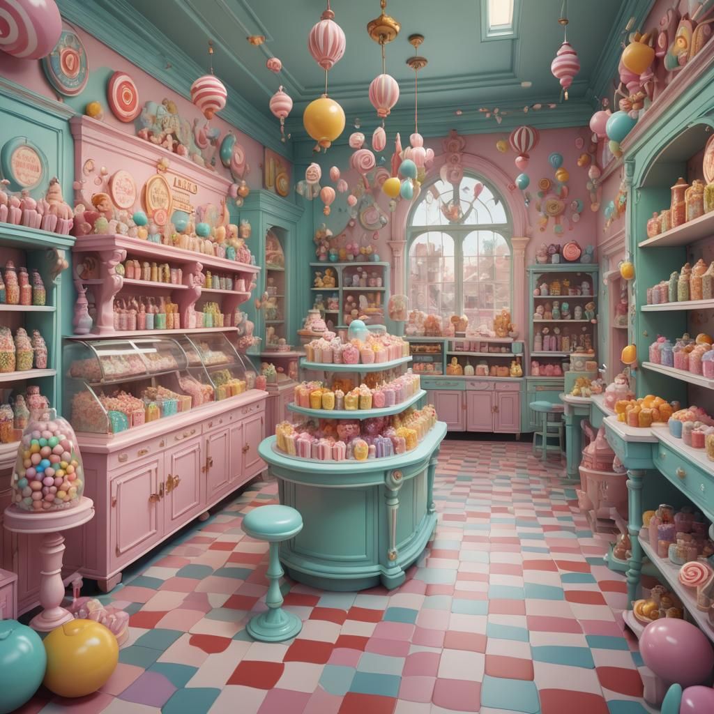 Pastel Candy Shop in Mark Ryden Style