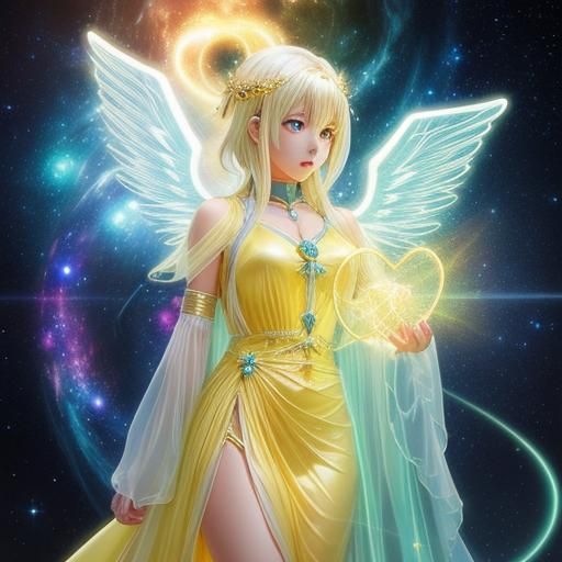 Cosmic Energy Glass Angel in Anime Style