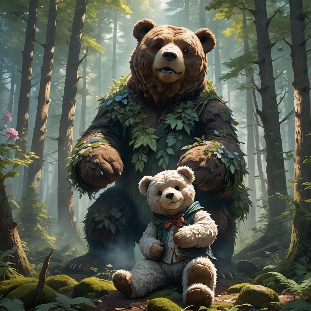 Giant Teddy Bear's Forest Workshop