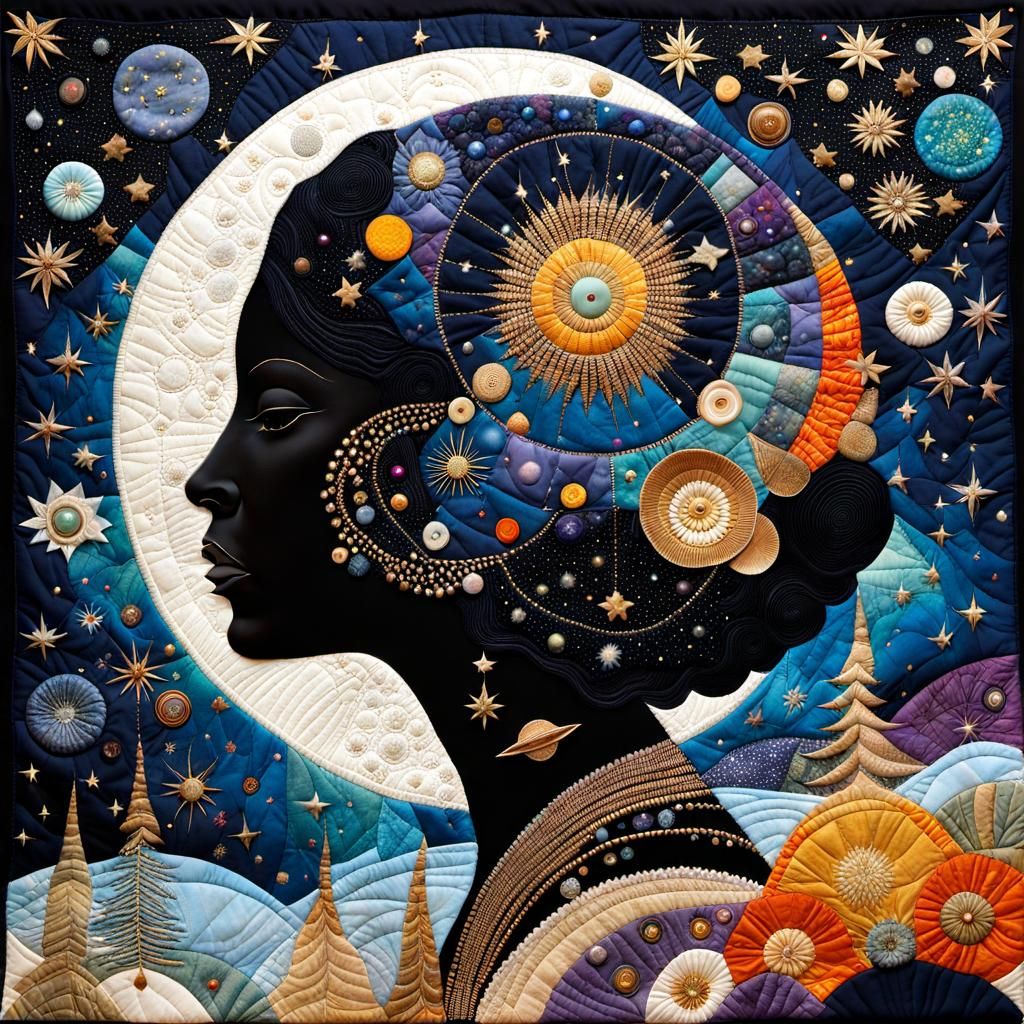 Fantasy Constellation Universe Quilt in Mixed Media