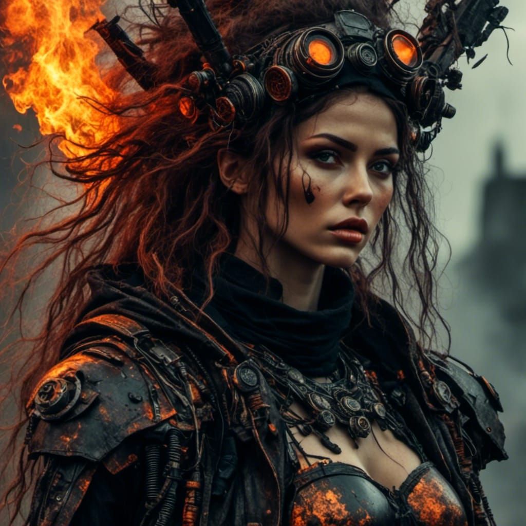 Post-Apocalyptic Female Cyborg Art