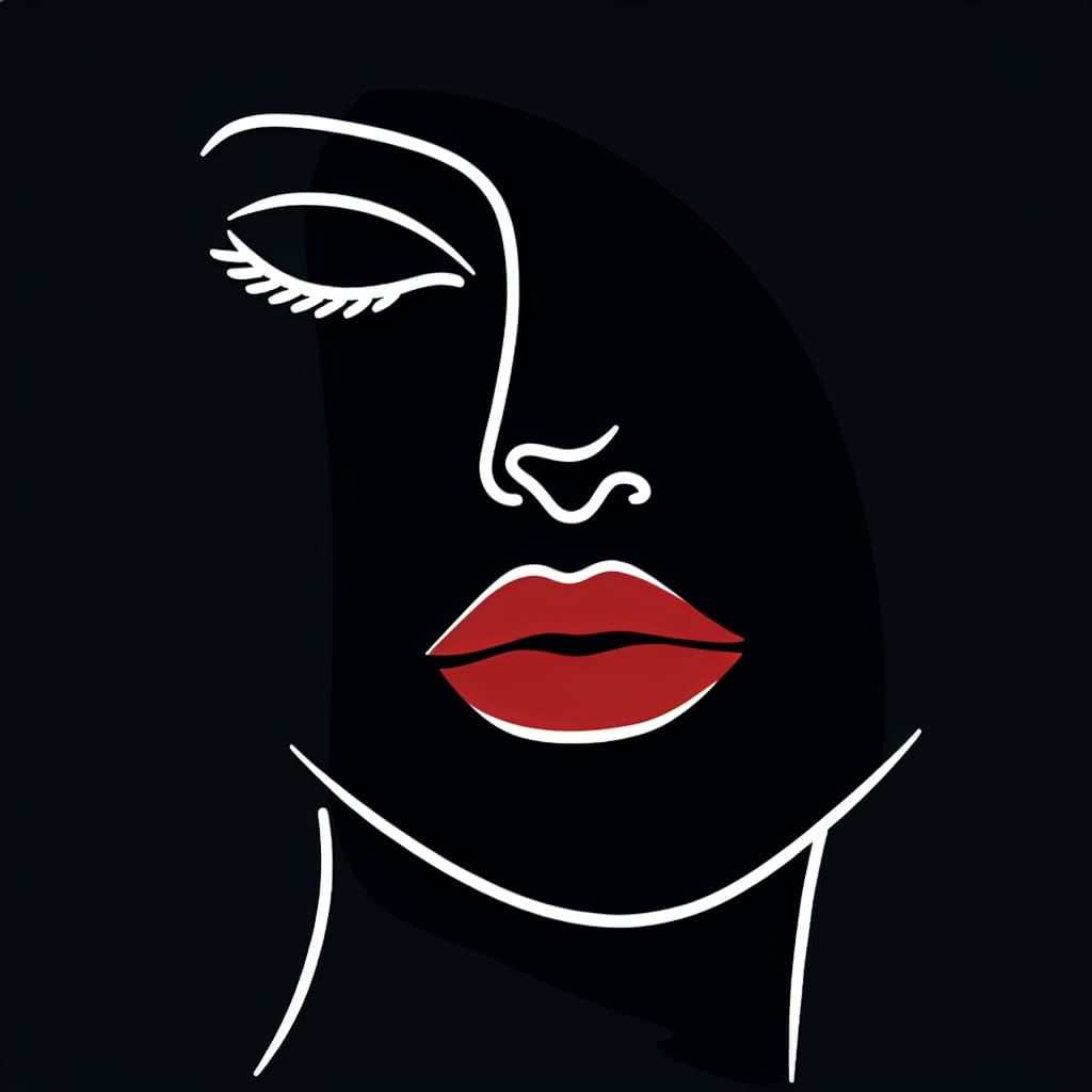 Elegant Minimalist Portrait with Vibrant Red Lips