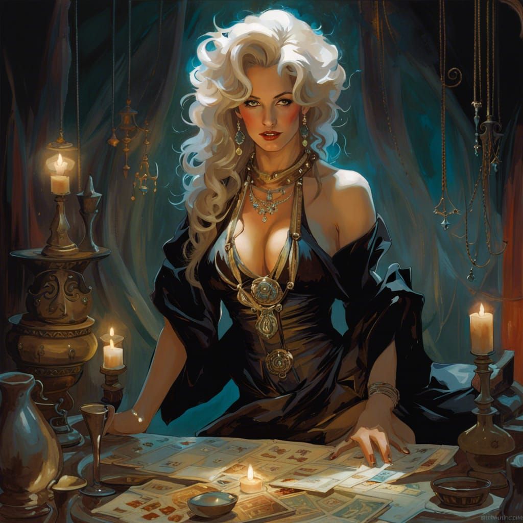 Pin-Up Witch Tarot Card, Highly Detailed Studio Photo