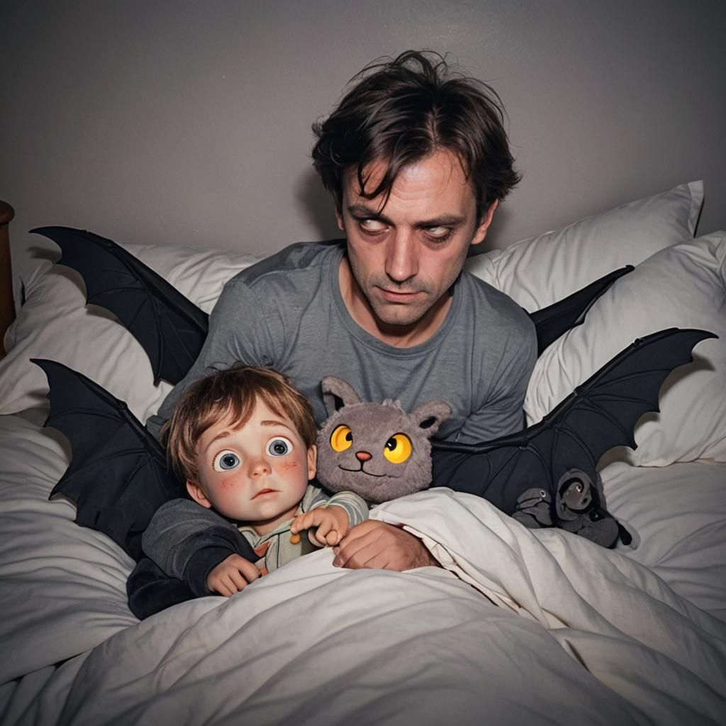 Nightmare: Winged Figure Watching Sleeping Child