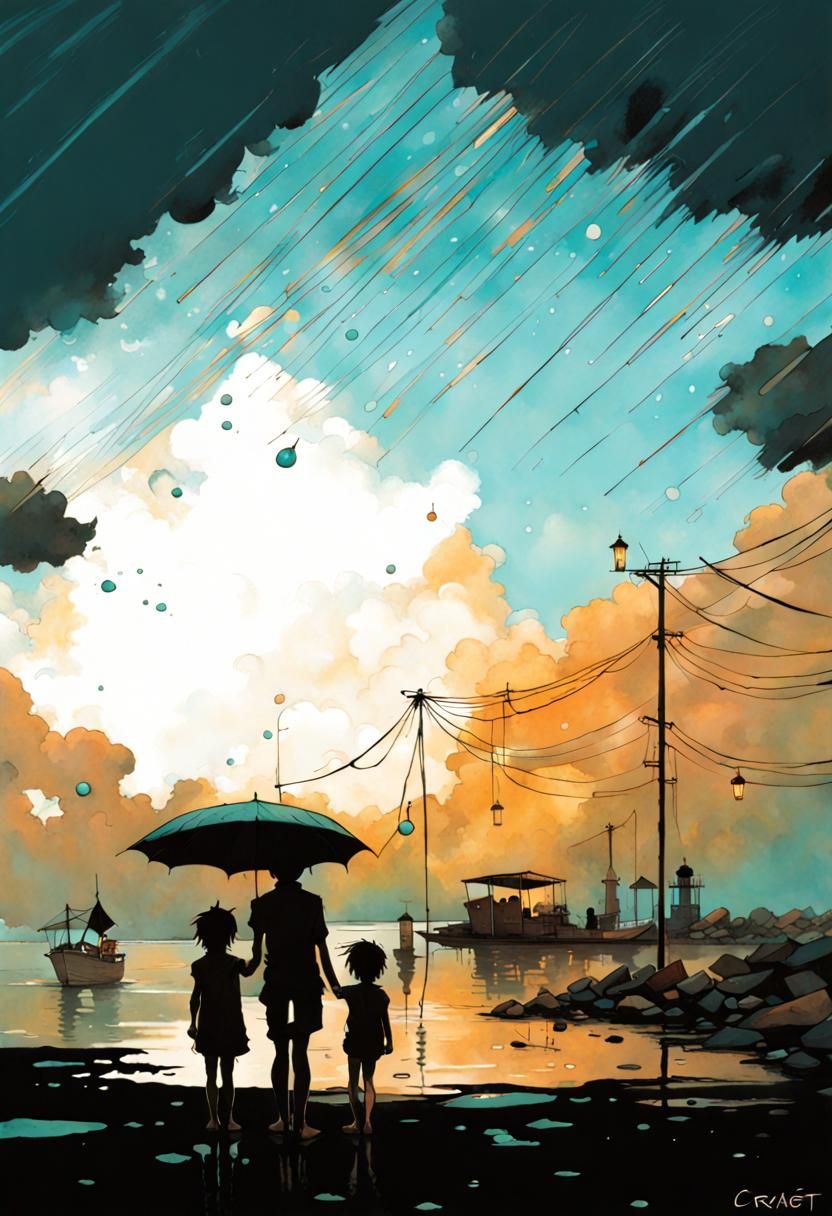 Curaçao Island After the Rain in Comic Art Style