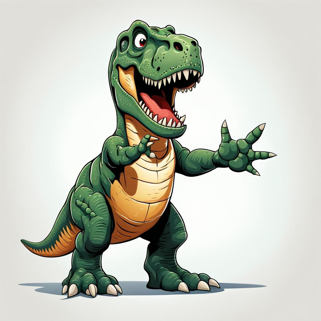 Cartoon Tyrannosaurus Rex High Five Attempt