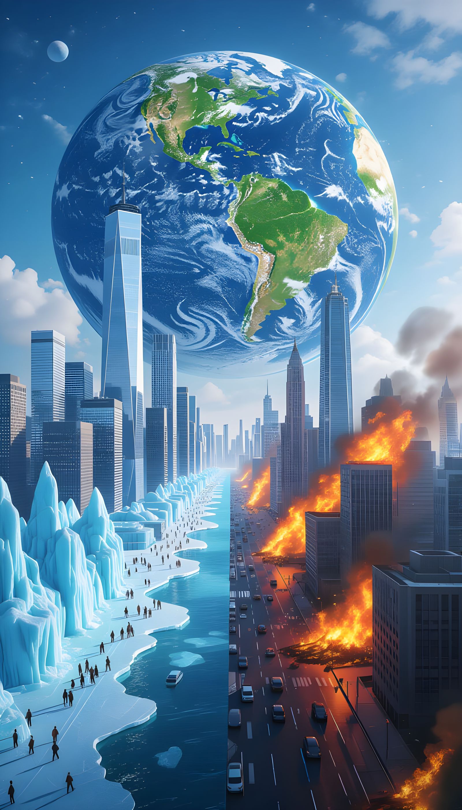Fiery Metropolis and Frozen City on Earth