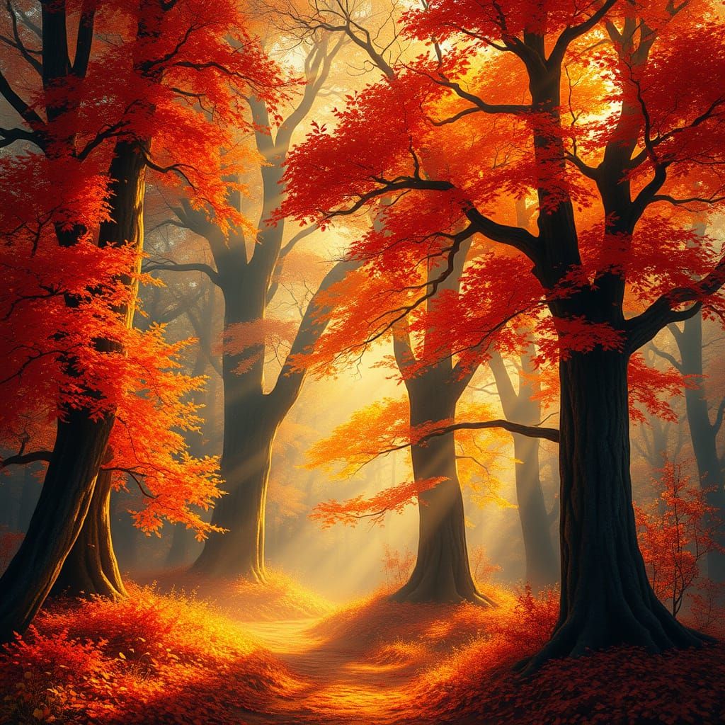 Enchanted Autumn Forest Scene