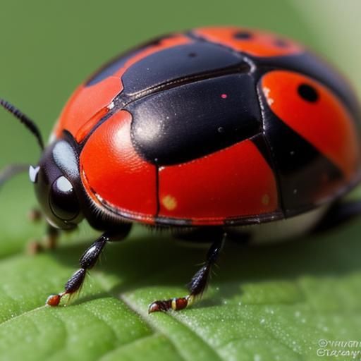 Macro Ladybug with Dewdrops: Hyperrealistic 8K Photography