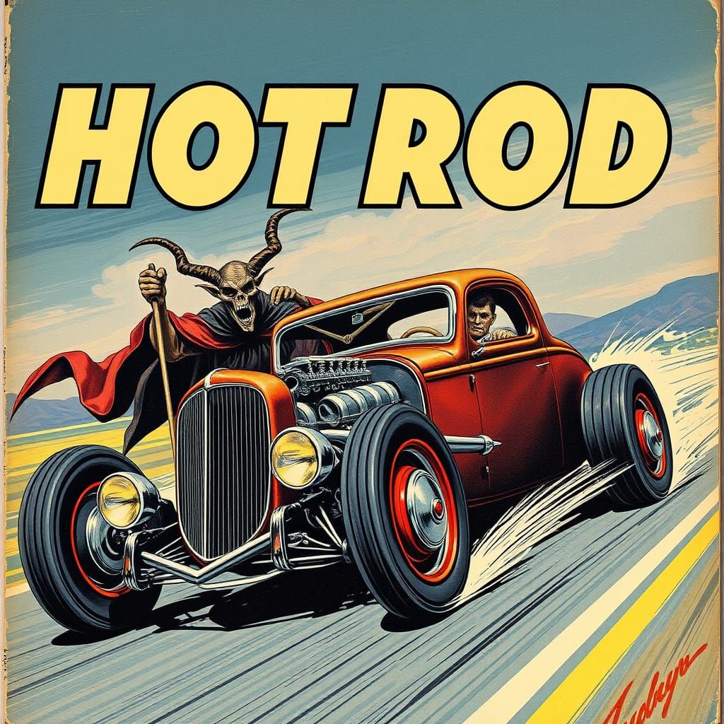Satan and Grim Reaper Rat Rod Magazine Cover