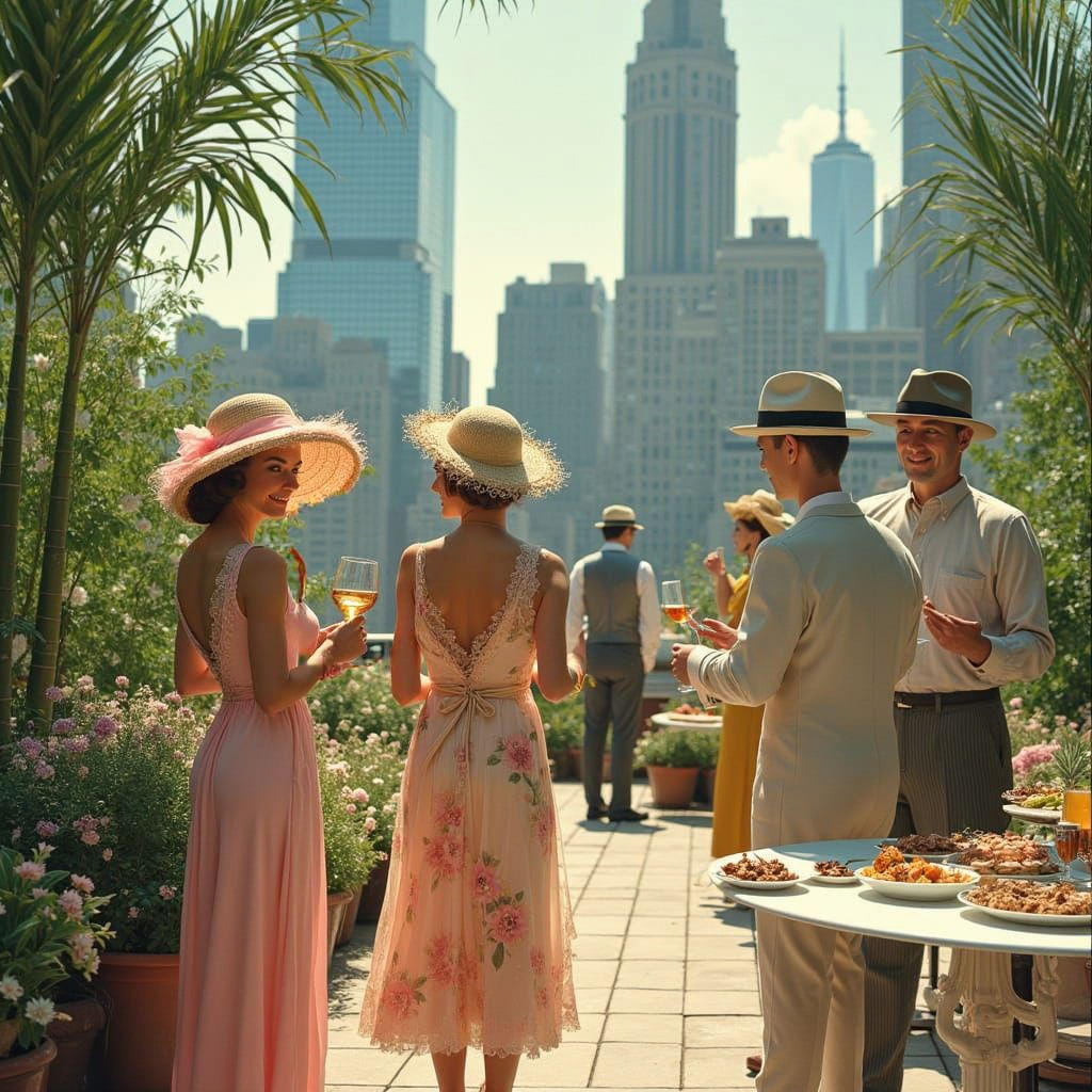 Glamorous 1930s Rooftop Garden Party in New York City Style