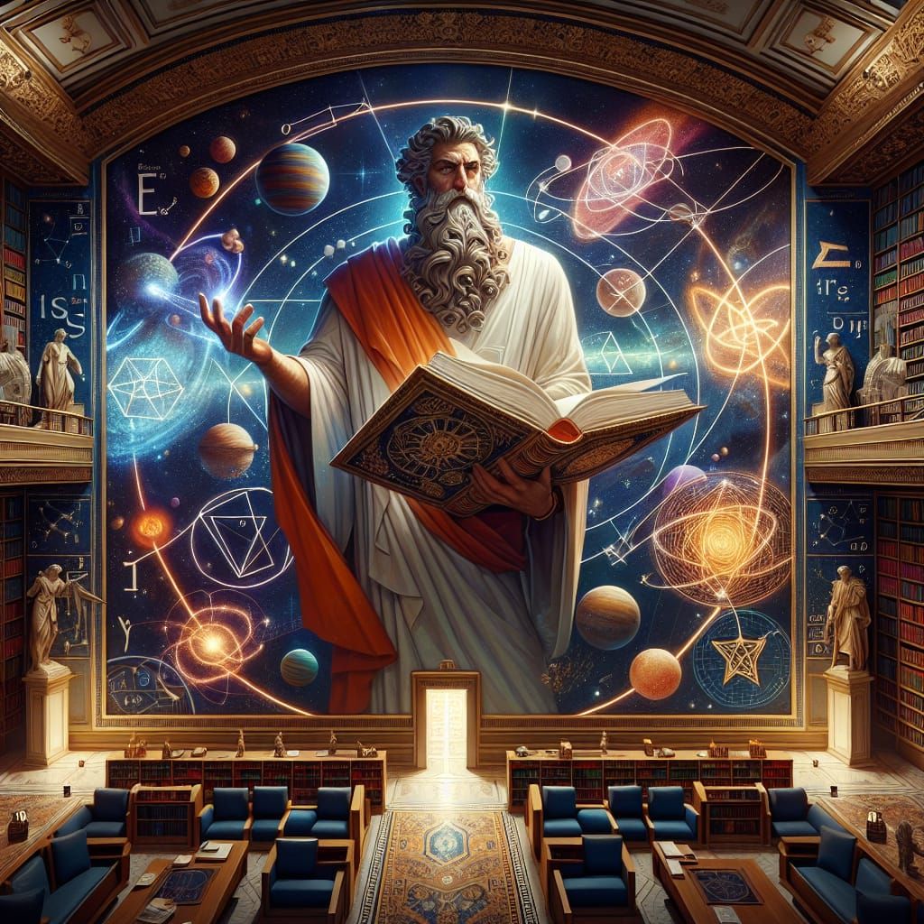 Cosmic Library: The Father of Geometry in Epic Fantasy Style