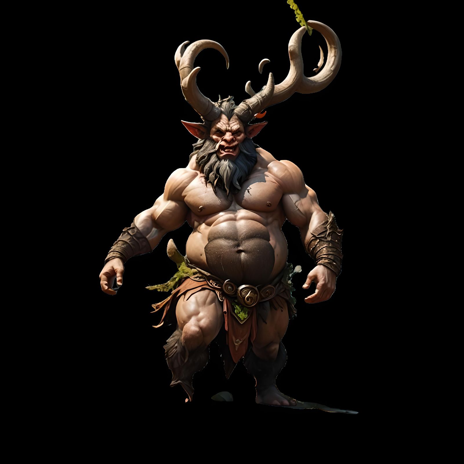 Satyr with Bloated Belly, Detailed Fantasy Art