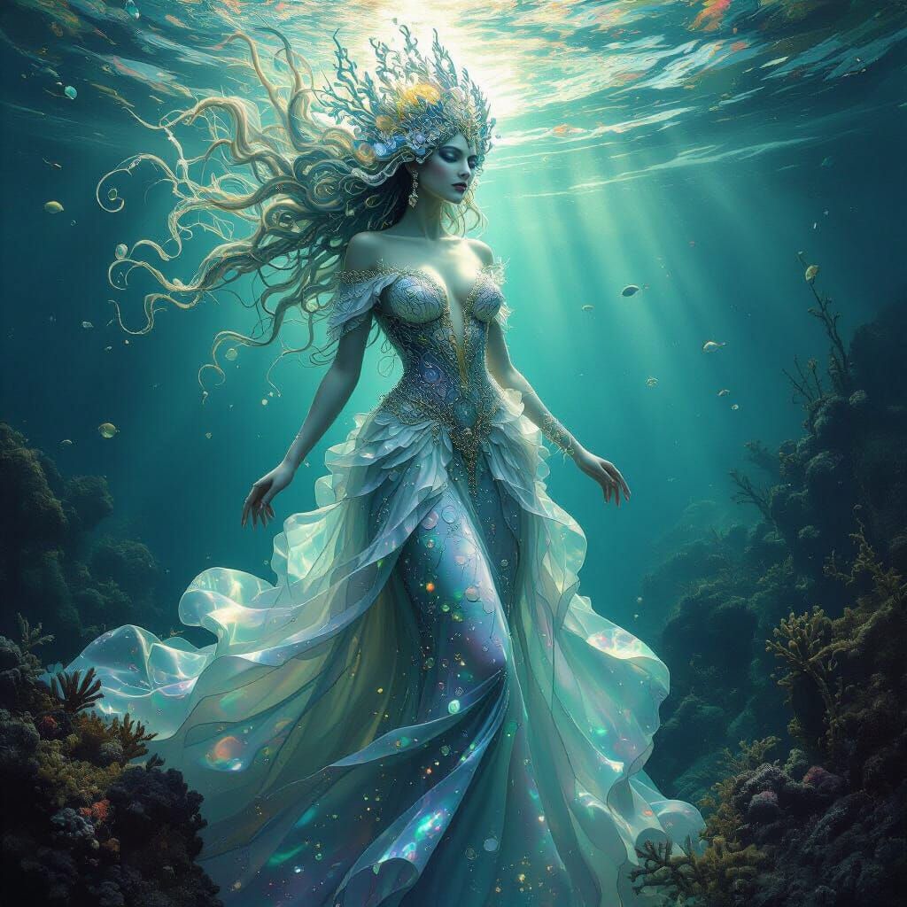 Deep Sea Goddess Rises in Marine Surrealism