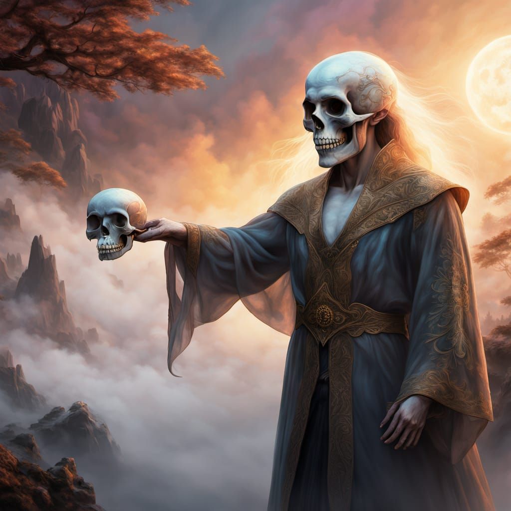 Mystical Figure Basks in Golden Light