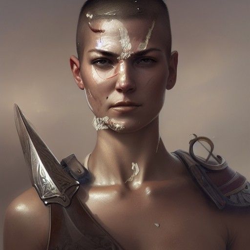 Warrior Woman Portrait in Digital Art Style