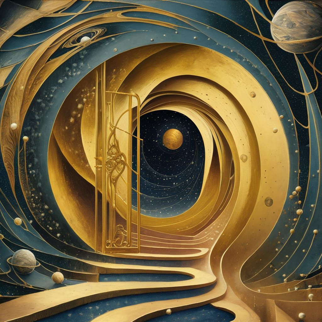 Art Nouveau Entrance to Cosmic Realm, Klimt Style