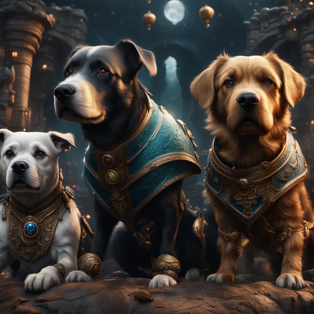 Fantastical Dogs in Detailed Matte Painting