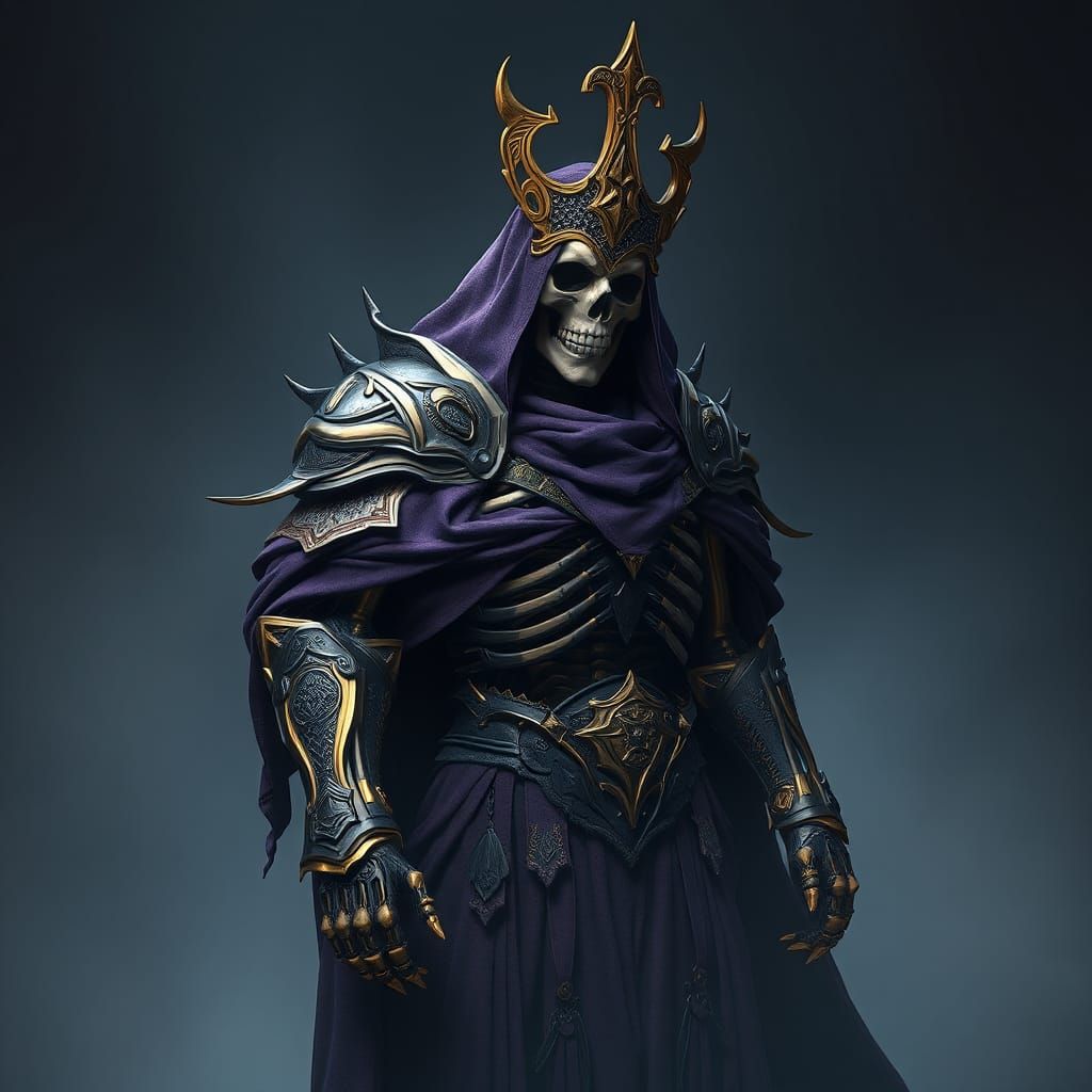 Armored Skeleton Warmage in Dark Fantasy Style