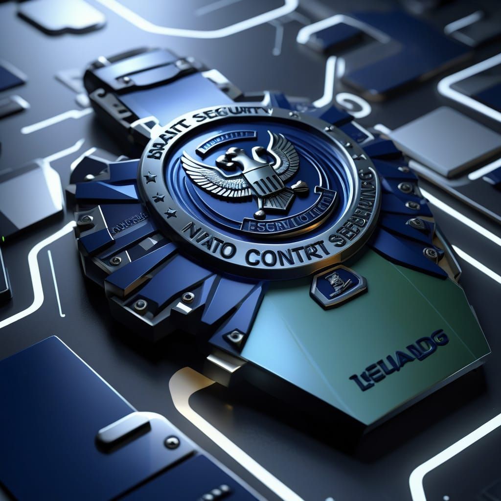 High-Tech Military Logo in Futuristic Neon Style