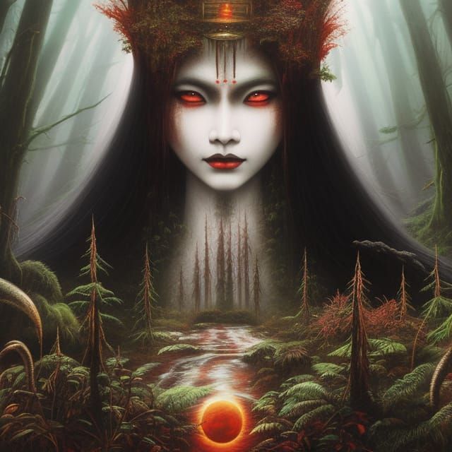 Ethereal Pontianak Portrait in Dreamlike Horror Style