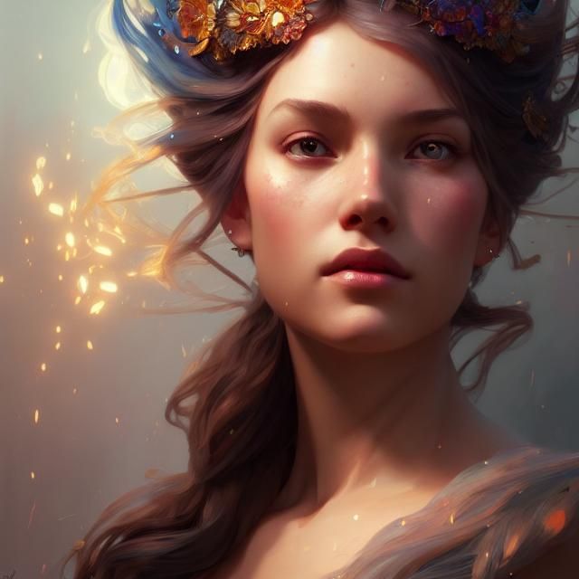 Beauty Princess Portrait in Art Nouveau Style