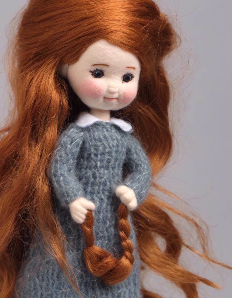 Detailed Portrait of a Fluffy Wool Doll Puppet