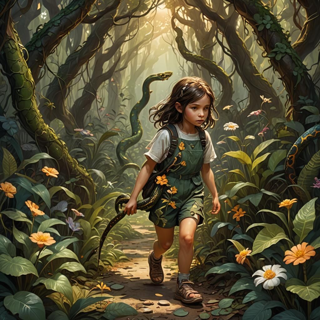 Little Girl in Overgrown Forest: Fantasy Concept Art