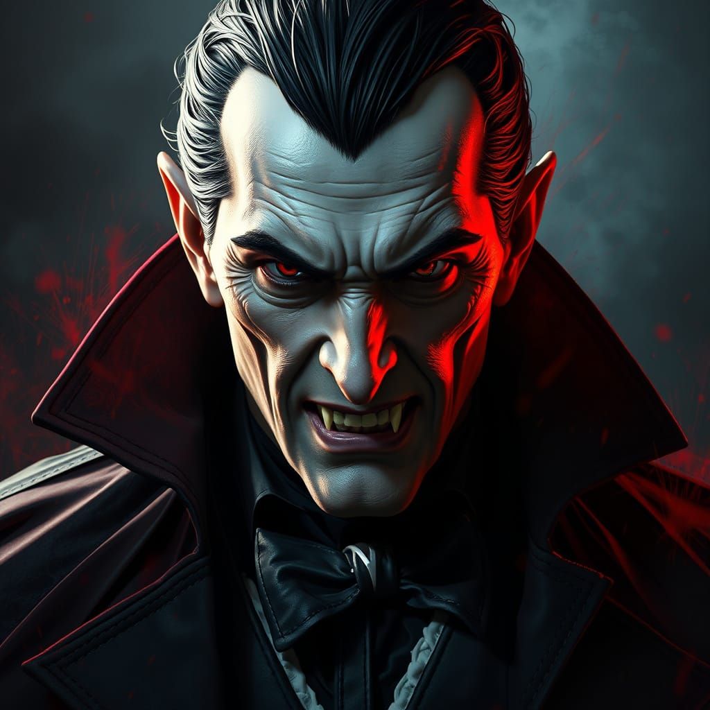 Detailed Portrait of Dracula in Art Nouveau Style