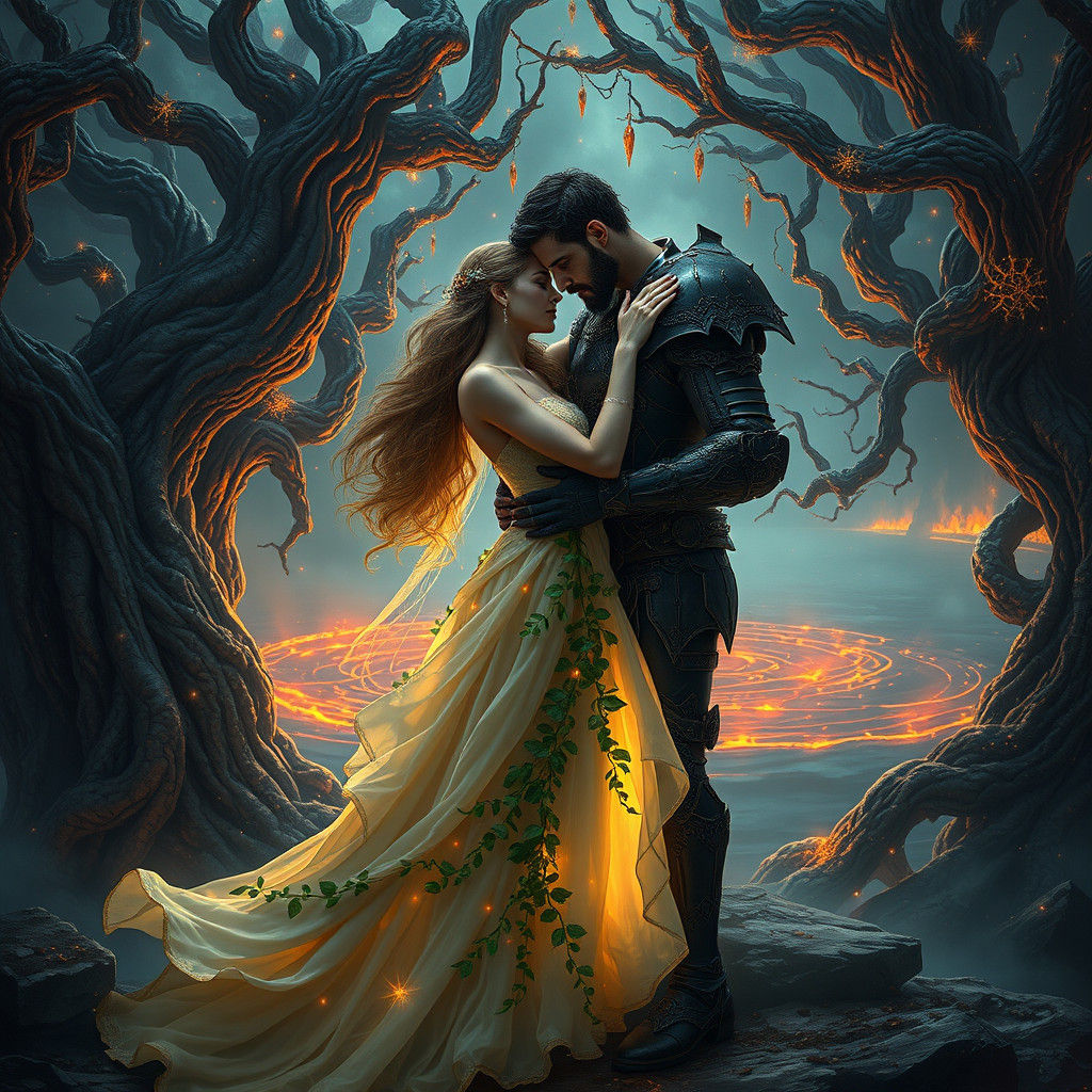 Ethereal Gods United in Underworld Embrace