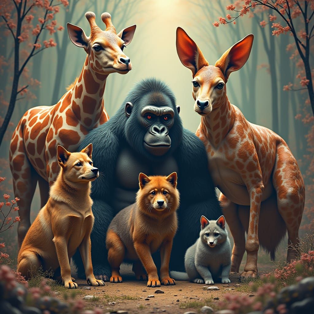 Oiled Animals in Dreamlike Fantasy Realm