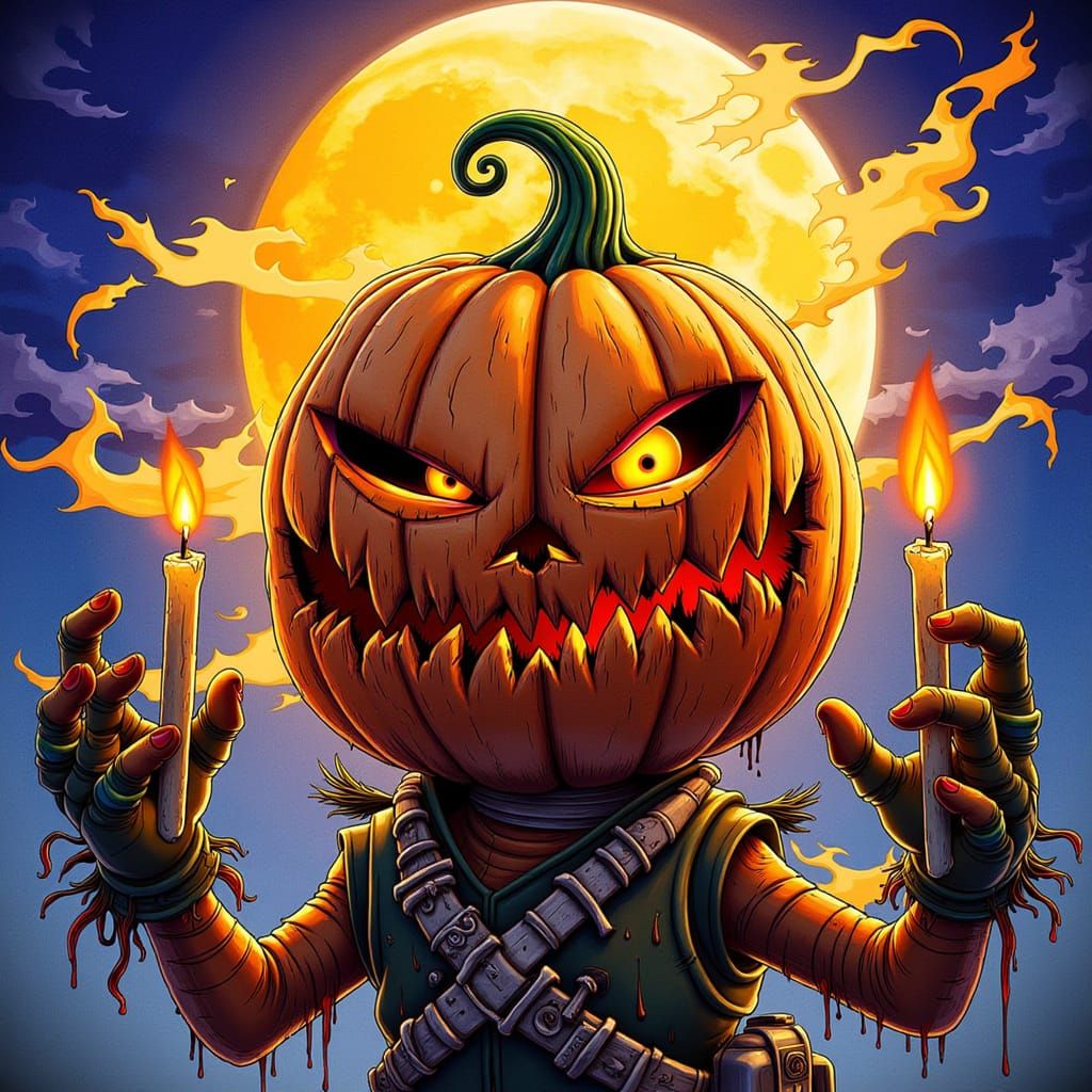 Fortnite Jack O'Lantern Warrior Under Full Moon
