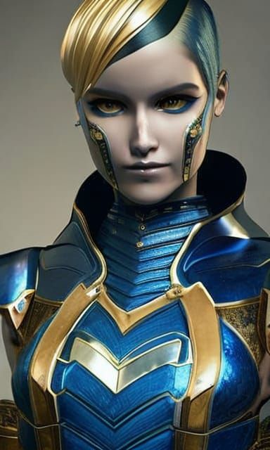 Armored Woman Portrait in Hyperdetailed Digital Art Style