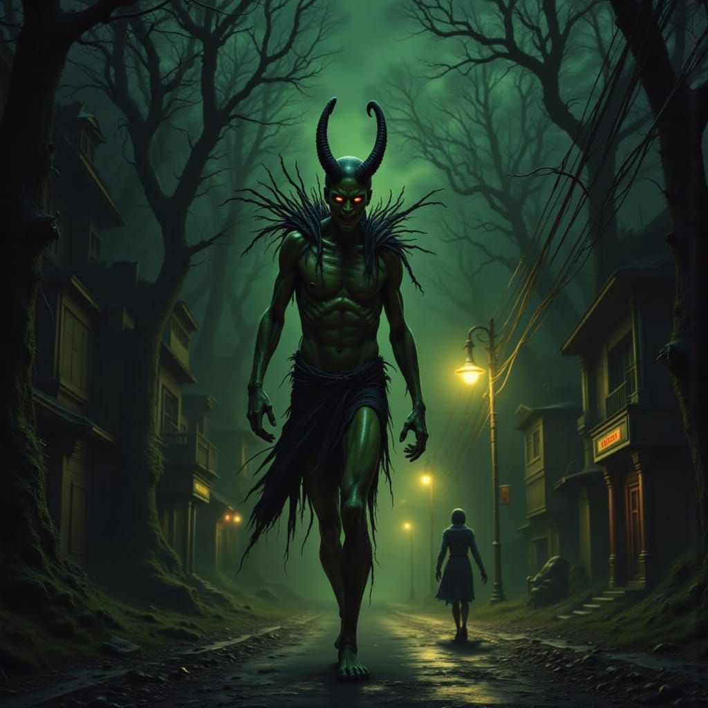 Ethereal Horror Creature Pursues Frightened Victim Down Dark...