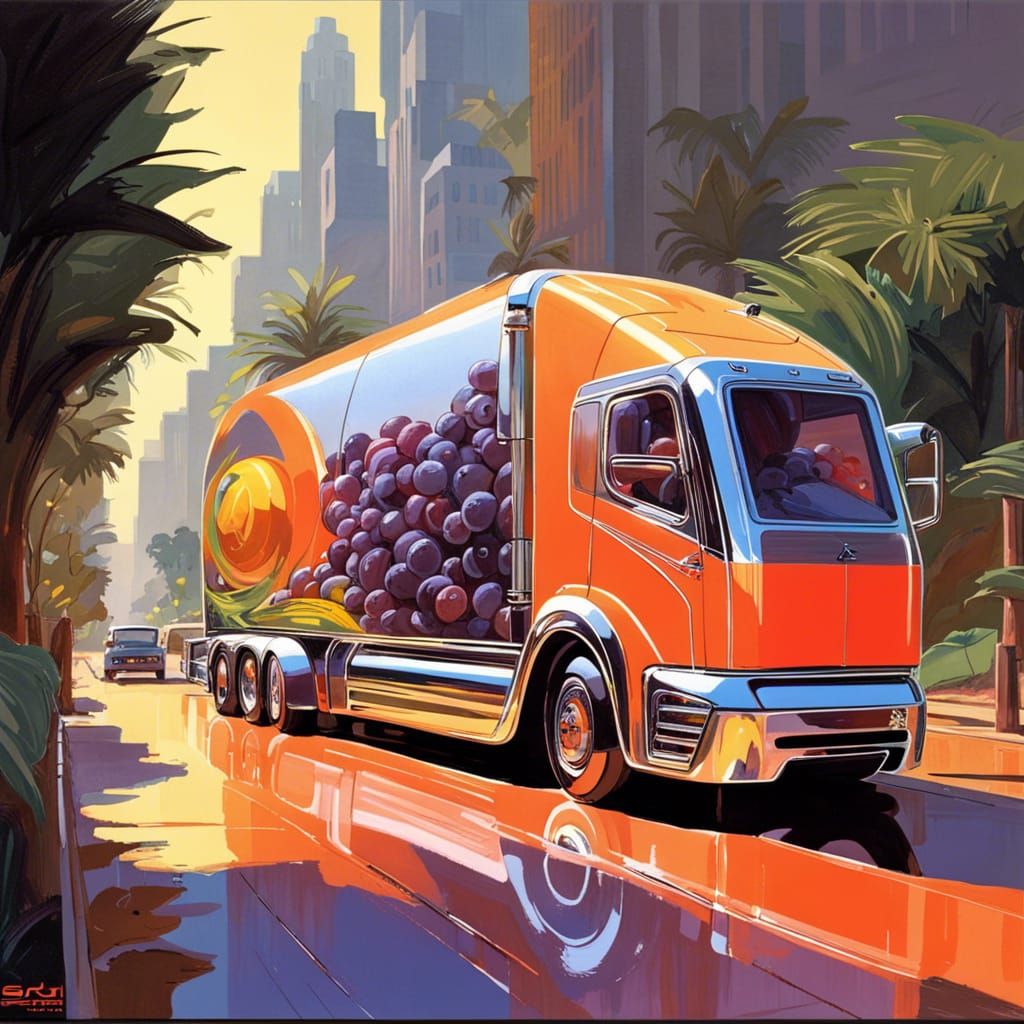 Futuristic Fruit Truck: A Syd Mead Inspired Delivery