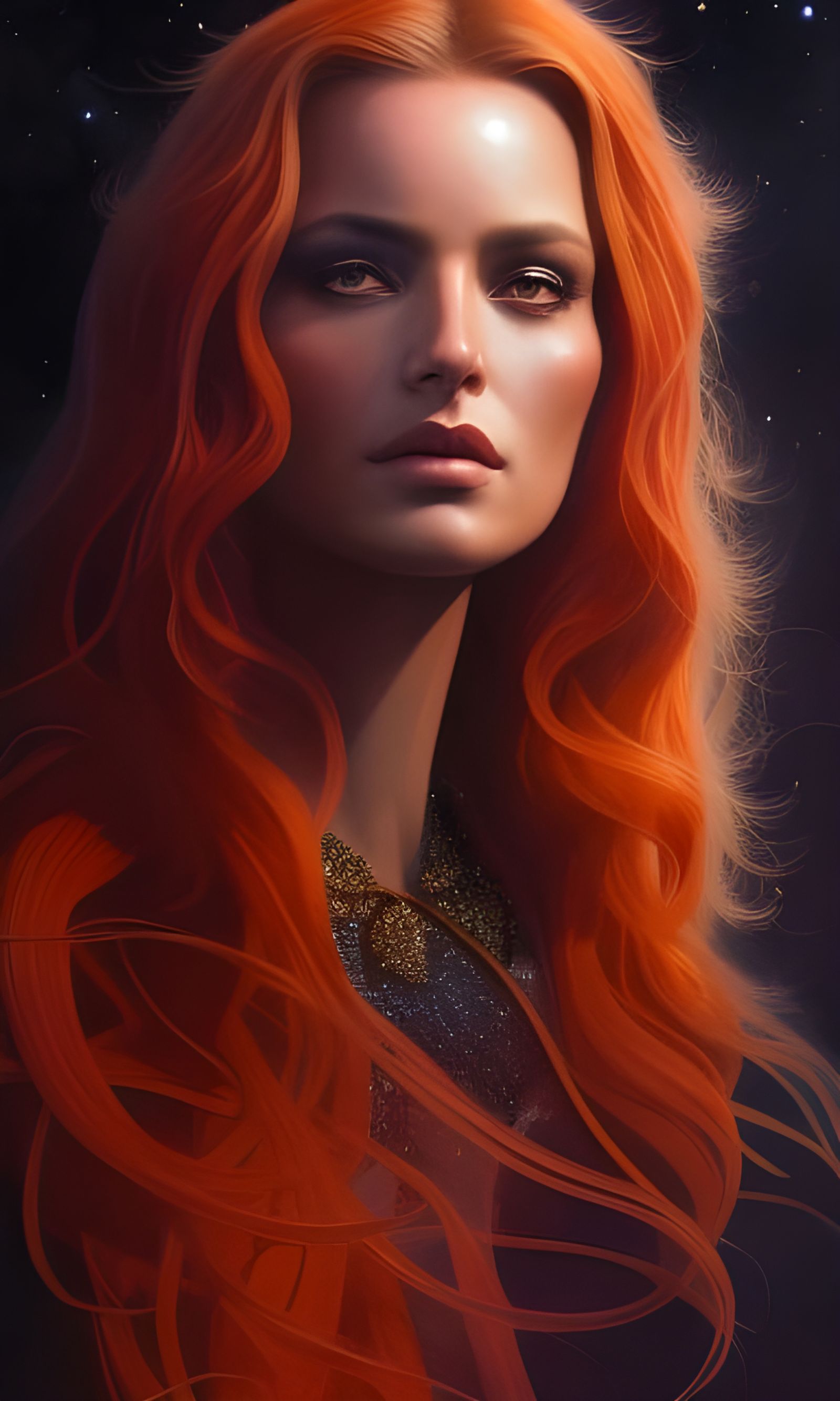 Stellar Goddess Portrait: Hyperrealistic Watercolor Art