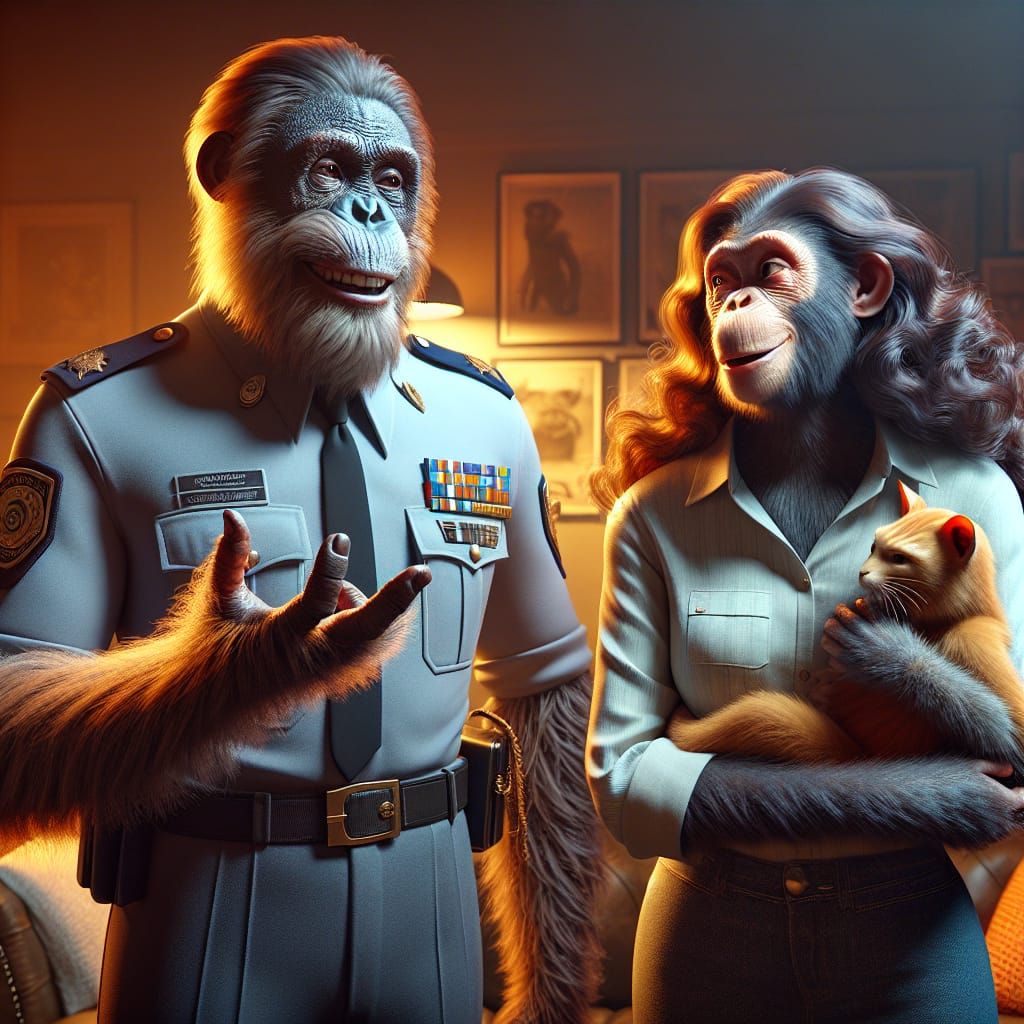 Orangutan Police Officer Explains With a Smile