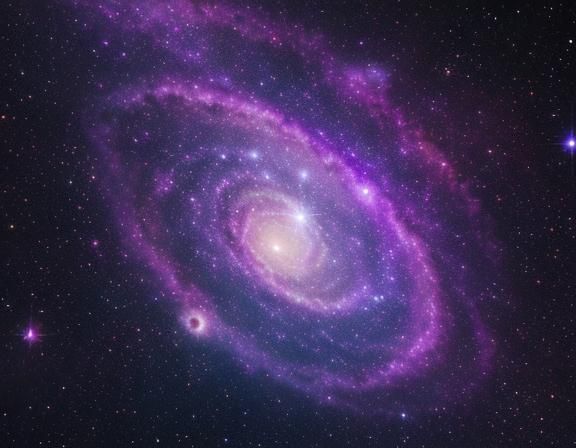 Purple Nebula Galaxy with Divine Sunshine