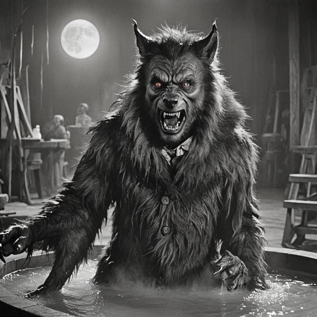 Elated Werewolf Spa in Anamorphic Fellini Style