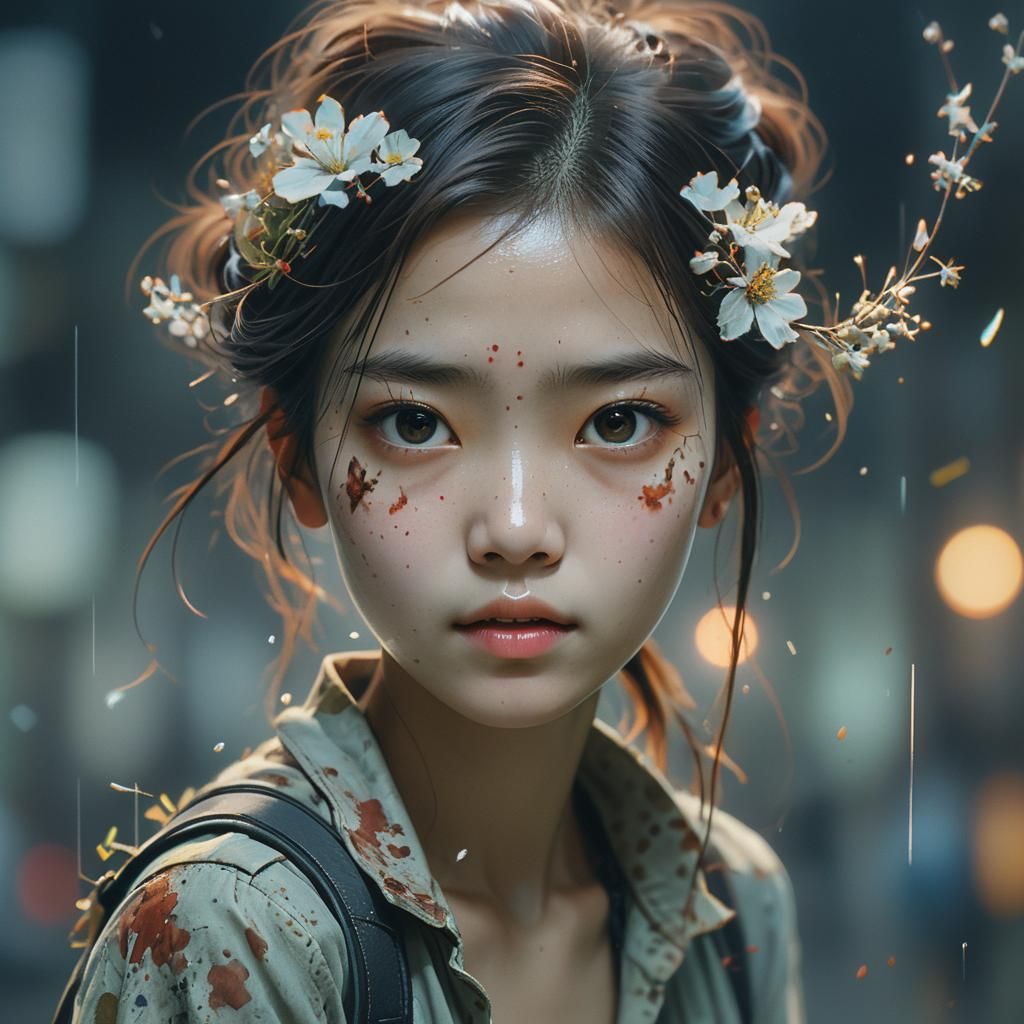 Floral Double Exposure Watercolor Illustration