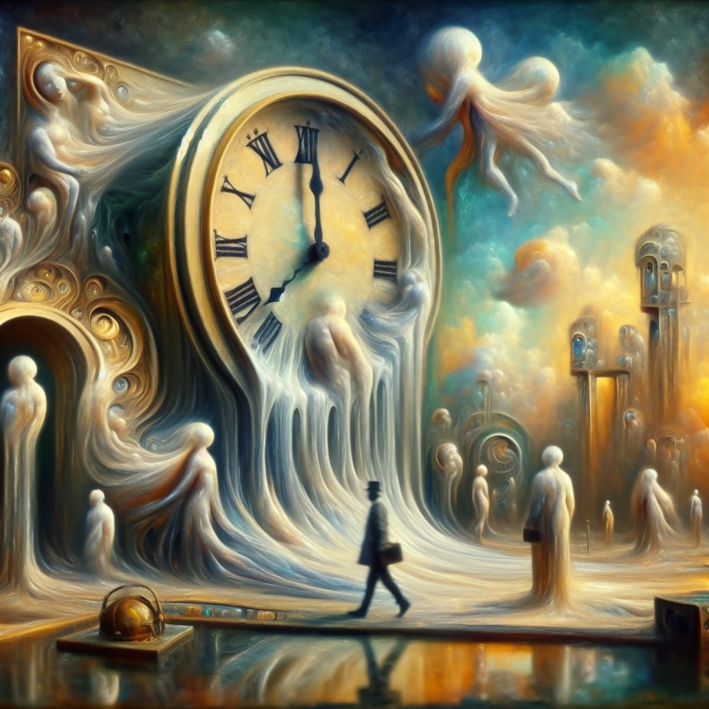 Time Illusion: Surreal Oil on Canvas