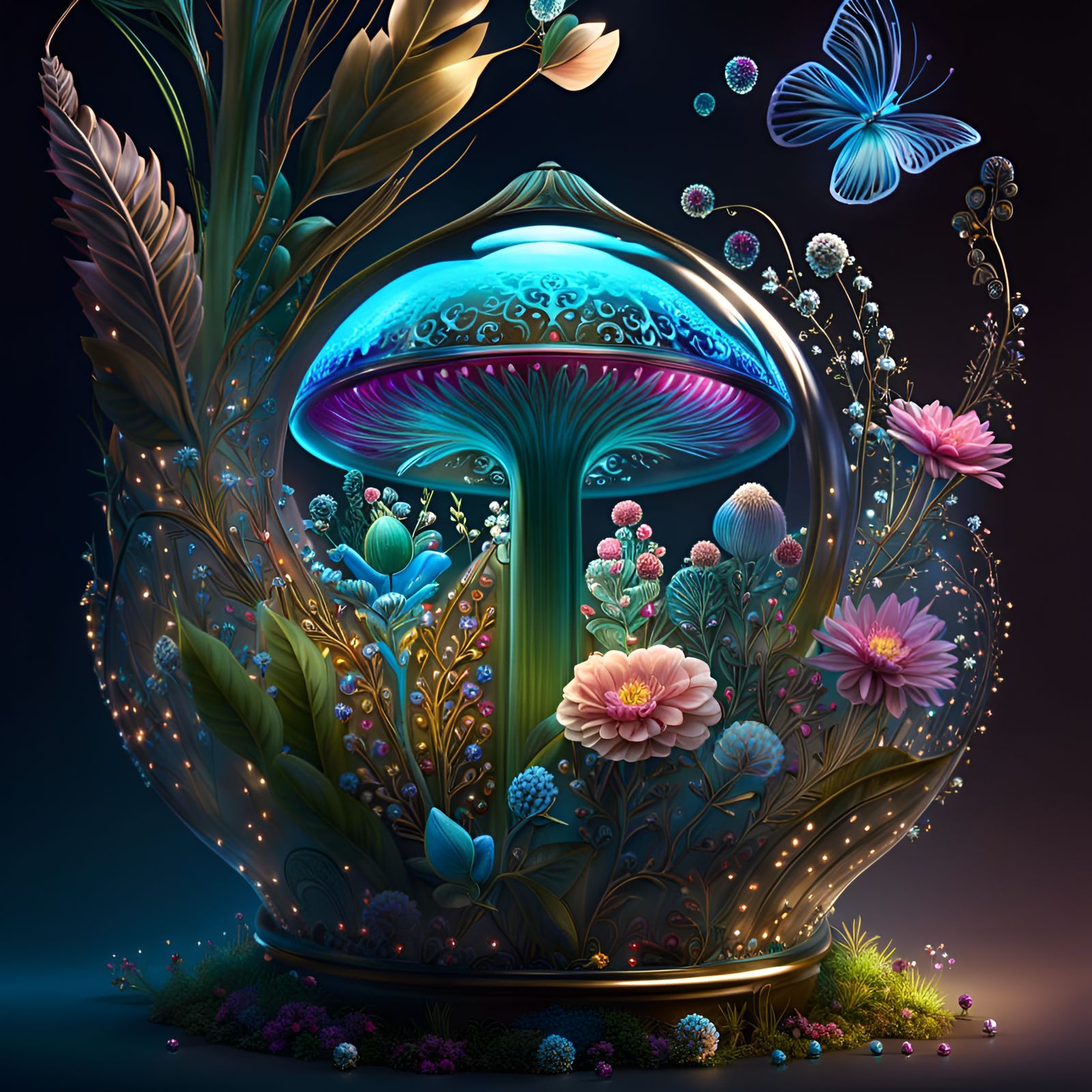 Enchanted Forest Inside Glass Canister, Digital Art