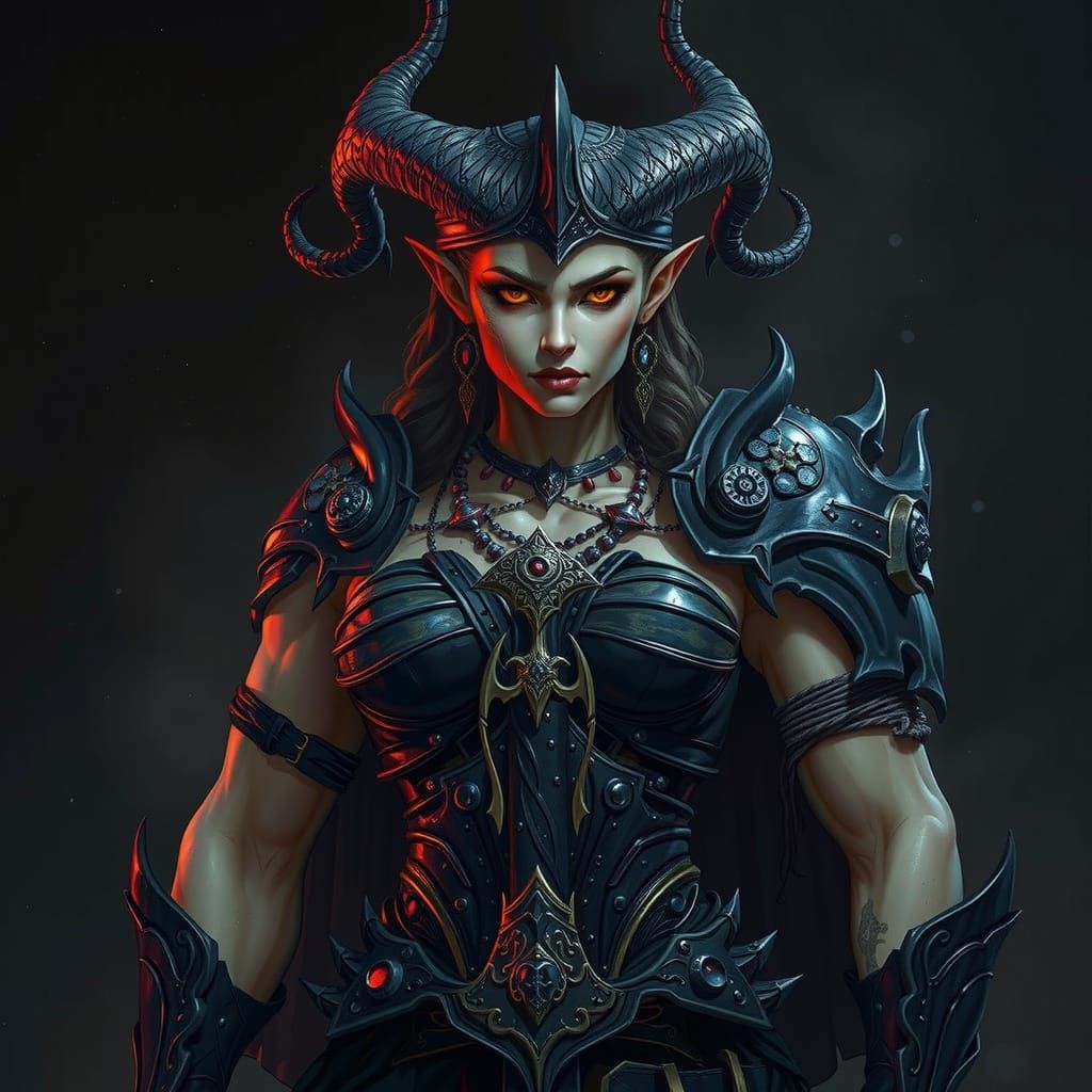 Muscular Drow Warrior in Dark Fantasy Realm