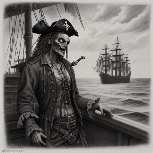 Zombie Pirate's Charcoal Seascape