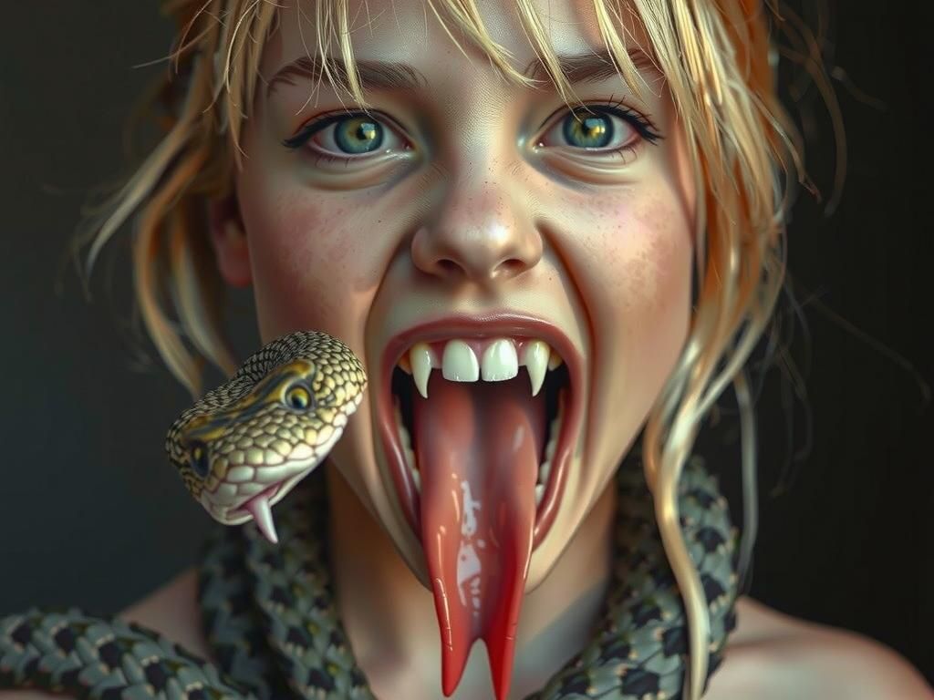 Stunning Reptilian Beauty with Red Eyes