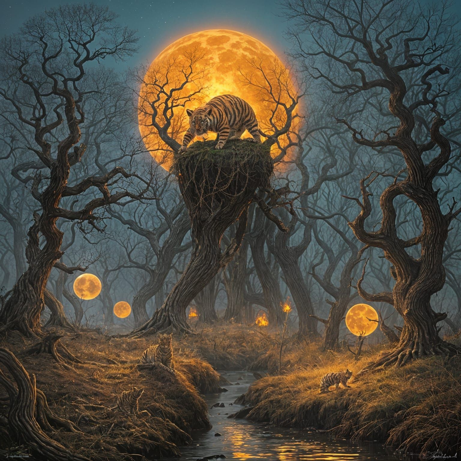 Ominous Jungle Beast Unveiled in Gothic Art