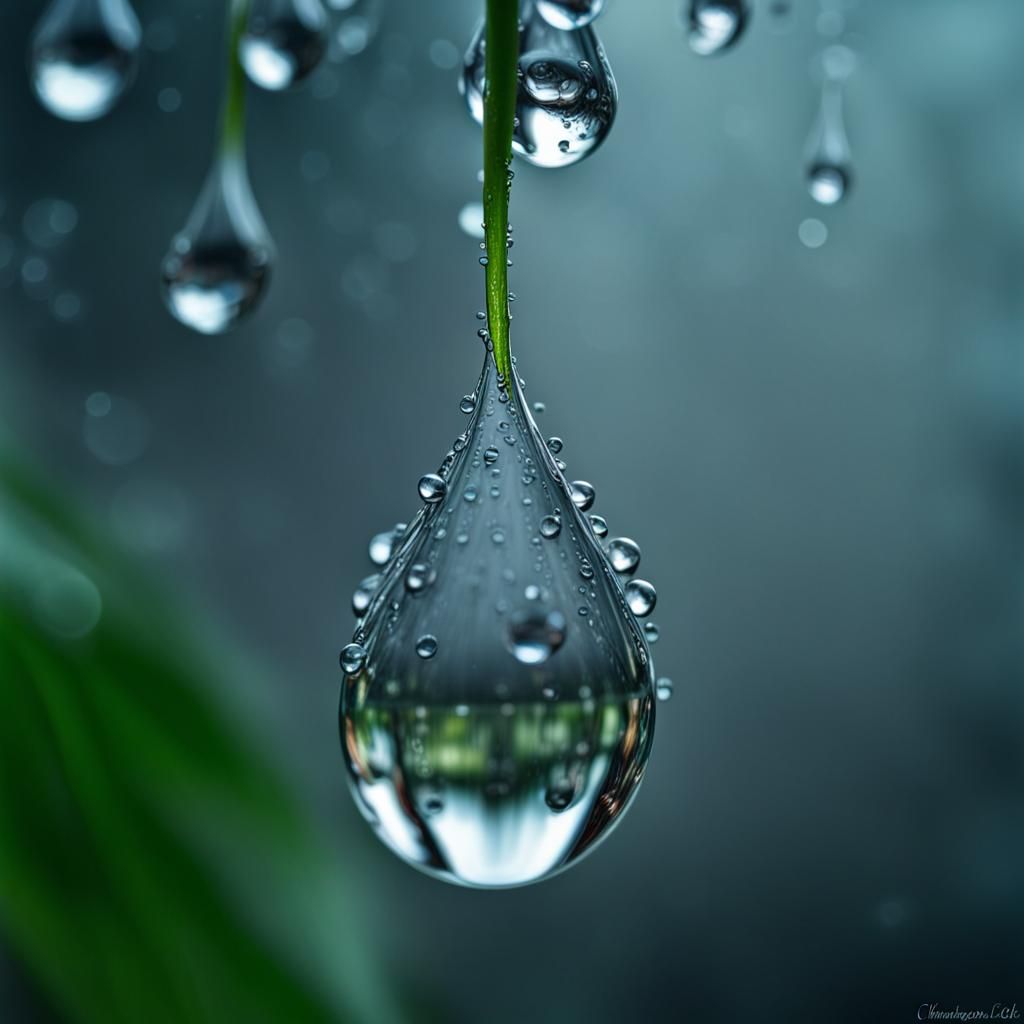 Viral Load in Raindrop: Hyperrealistic Fantasy