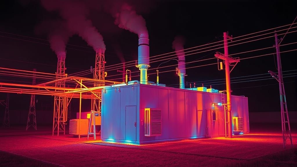 Industrial Landscape in Neon Lights