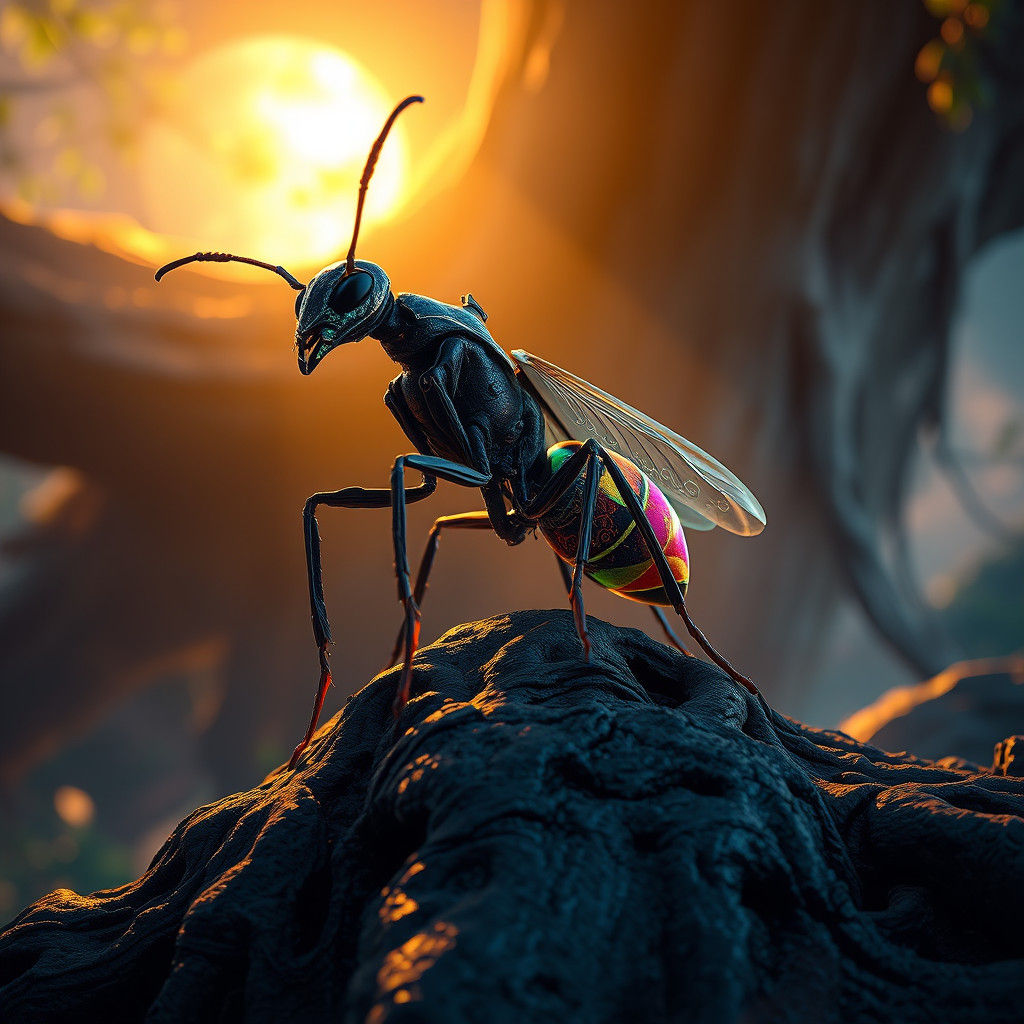 Armored Ant Hero in Mystical Fantasy Art
